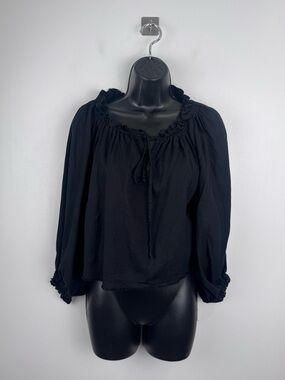 Nary Women Black Long Sleeve Blouse Top Size XS